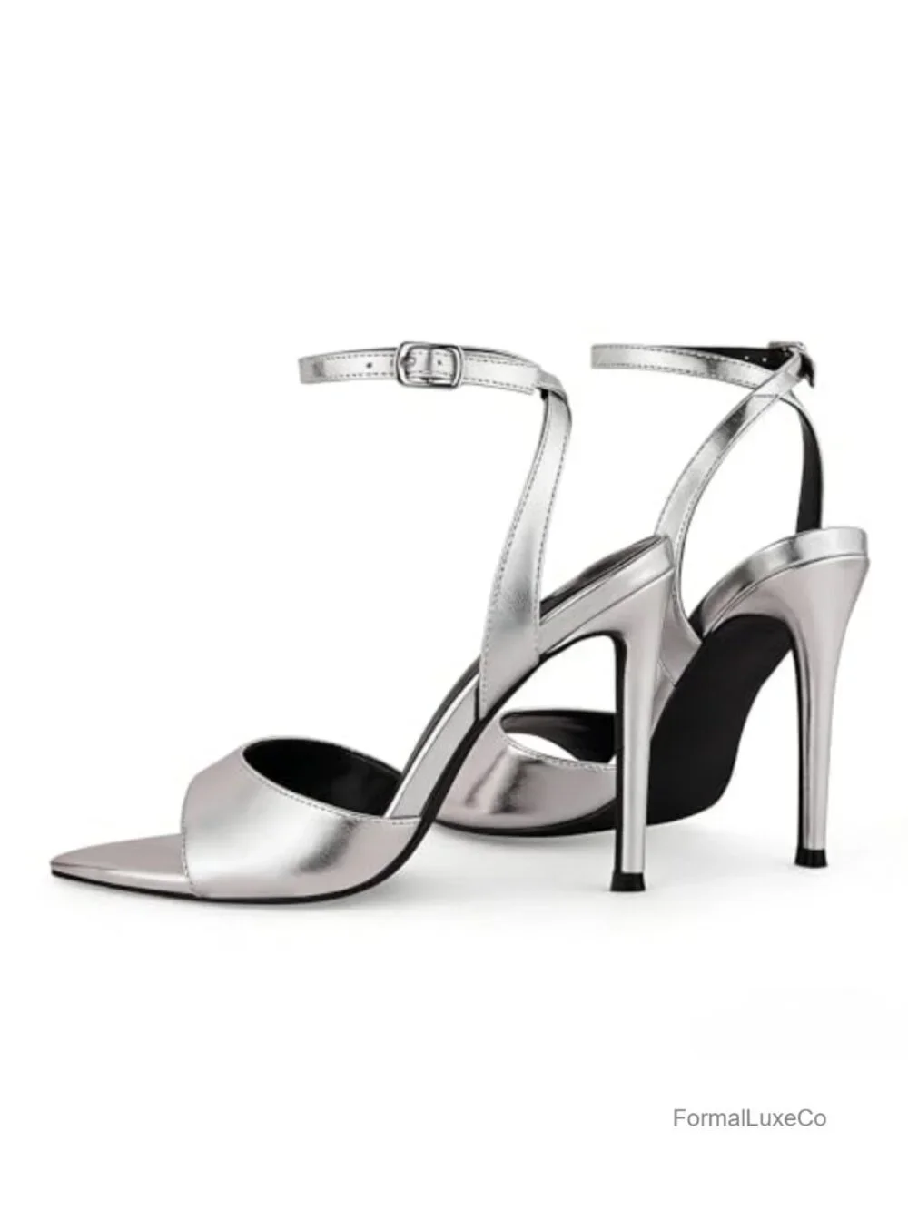 Pointed Toe Ankle Strap Stiletto Heeled Sandals, High Heels with Adjustable